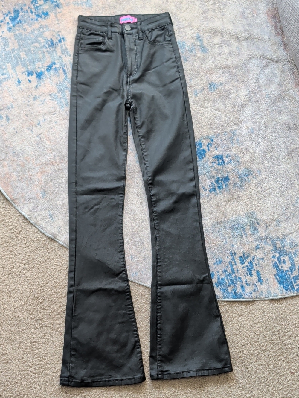 edikted High-Rise Black Flared  Faux Leather Pants Women's XS US